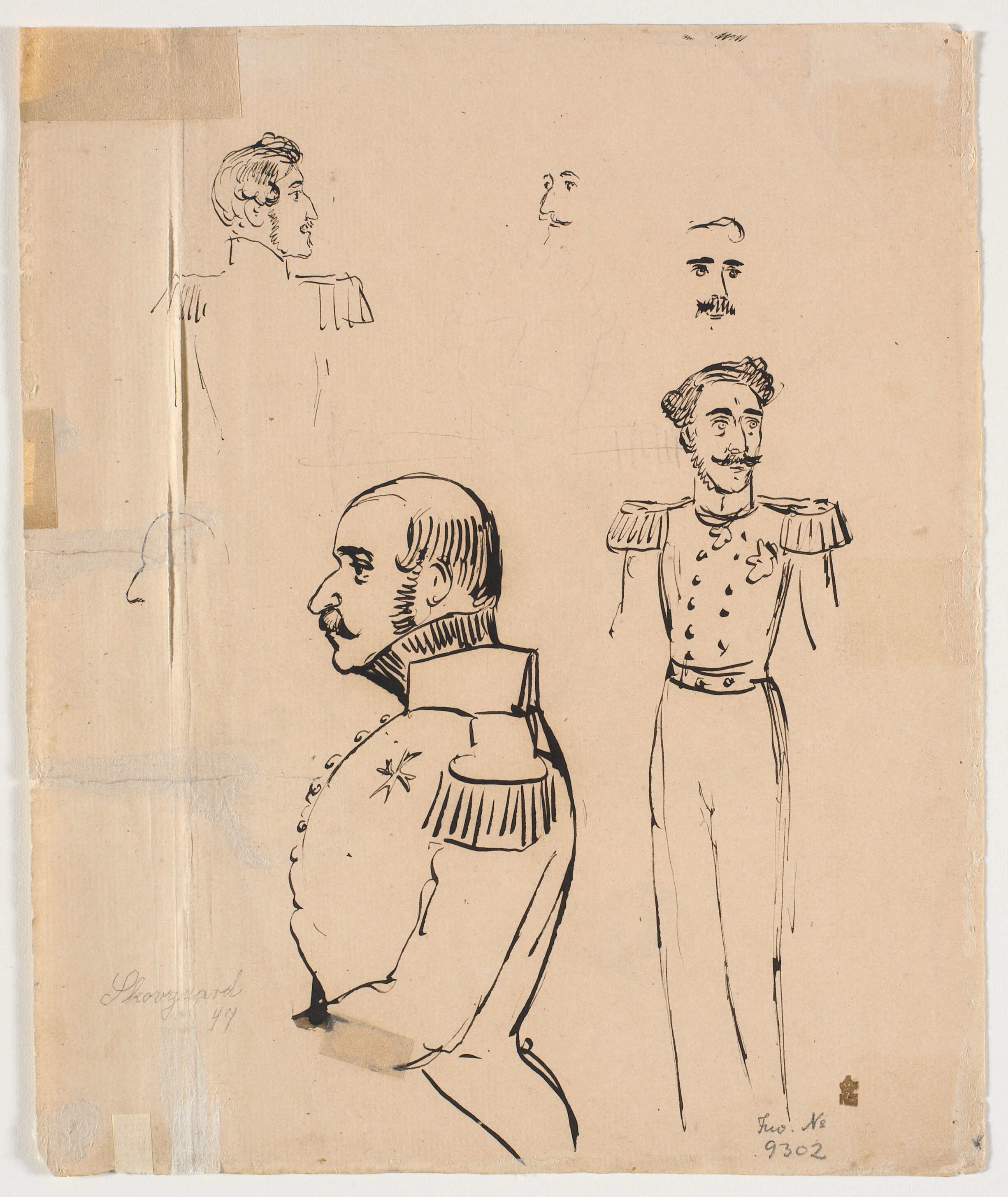 Let karikerede studier af uniformerede personer, udført af P.C. Skovgaard